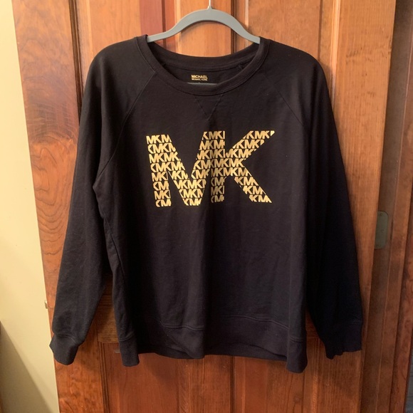 Michael KORS, NEW NEVER WORN, Large BLACK long sleeve sweatshirt, top Round neck - Picture 1 of 7